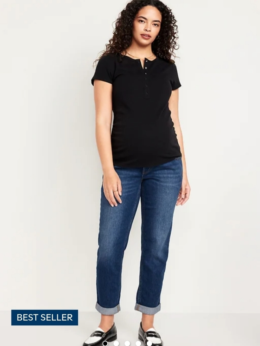 Old Navy Navy Blue Maternity Straight-Leg Jeans with Black Belly Panel